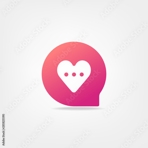 Creative combination of heart and message bubble. Vector logo design.