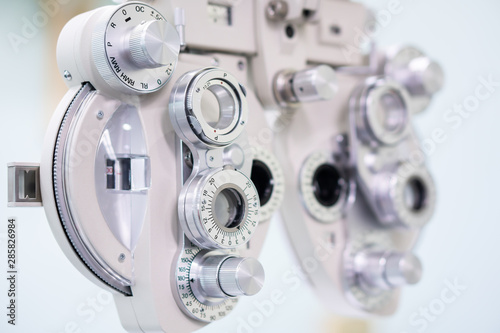 Close up Phoropter for Optometrist doing sight testing in In Hospital