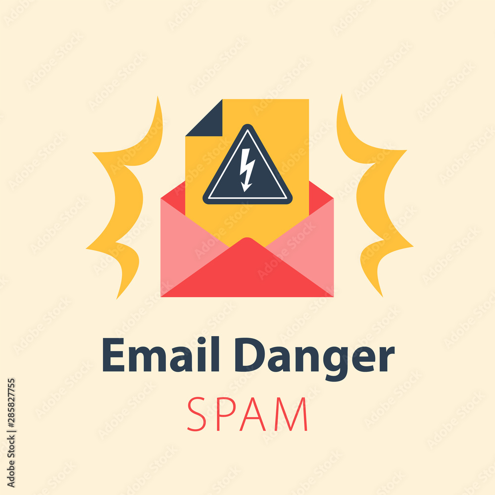 Email danger, fraud letter, receive virus or spam, phishing alert, threat protection Email danger, fraud letter, receive virus or spam, phishing alert, threat protection