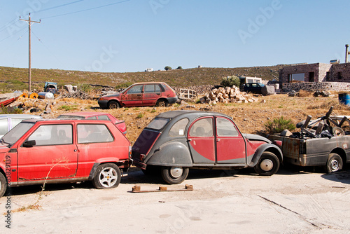 Wrecked and abandoned cars in the island of Patmos  Greece