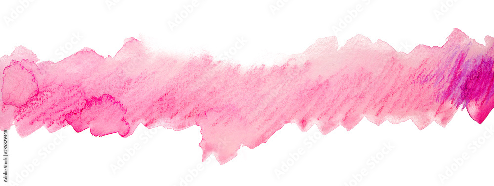 pink watercolor strip with irregular edges. with place for text design element, on a white background