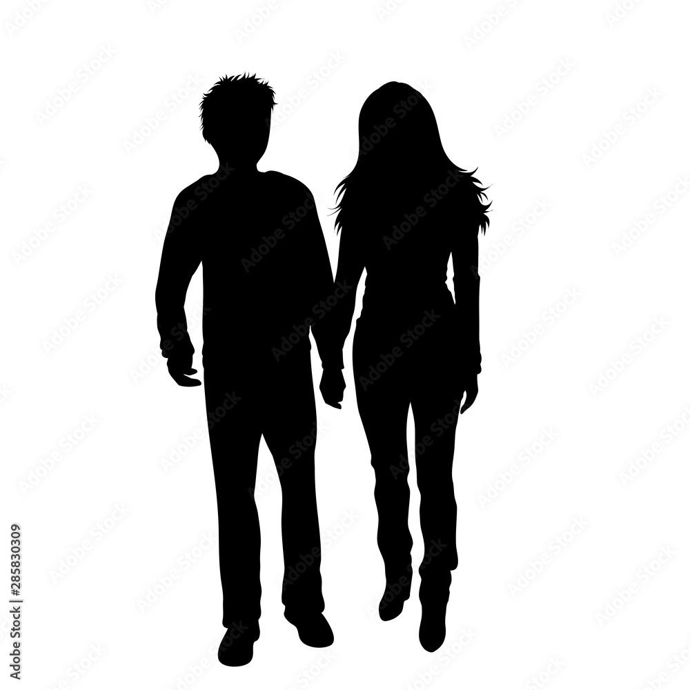 Vector silhouette of couple on white background. Symbol of pair, husband, wife. Vector silhouette of couple on white background. Symbol of pair, husband, wife.