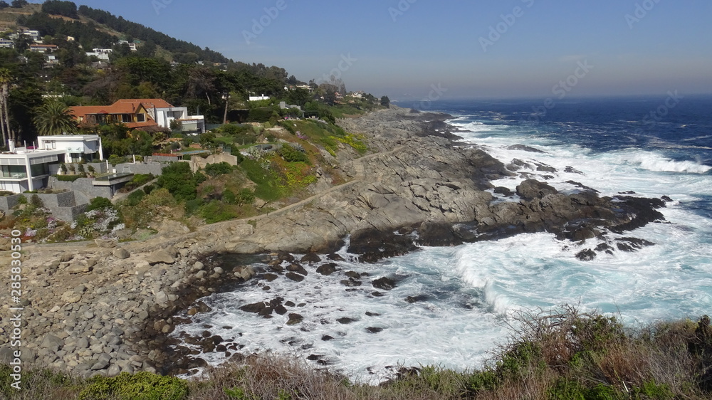 landscape of rocky beach and ocean view