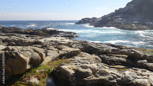 landscape of rocky beach and ocean view
