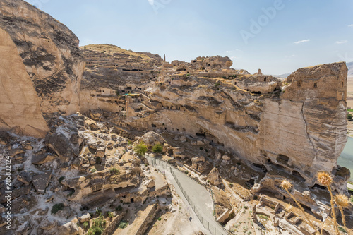 Panoramic view of Hasankeyf ancient cave houses, the Castle and the Citadel photo