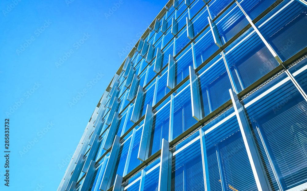 EU Low angle modern futuristic steel and glass skyscraper architecture EU Low angle modern futuristic steel and glass skyscraper architecture