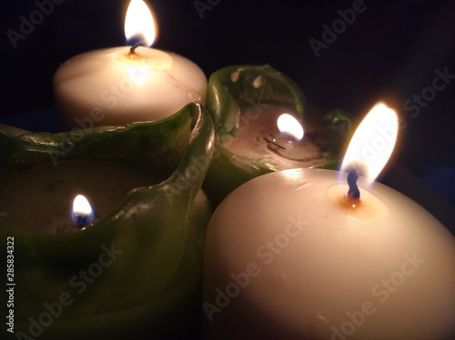 candles on black background