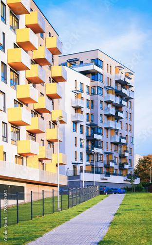 EU Apartment residential modern house home building outdoor facilities concept
