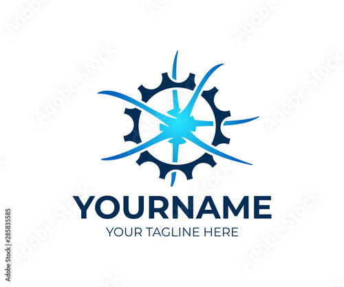 Neuron in gear, engineering and innovation, logo design. Neurology, psychology and idea, vector design and illustration