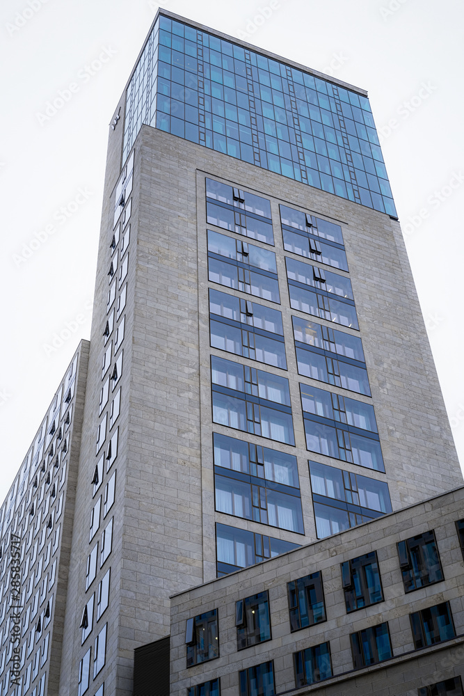 Obraz premium Modern glass skyscraper as residential apartment and office architecture Berlin