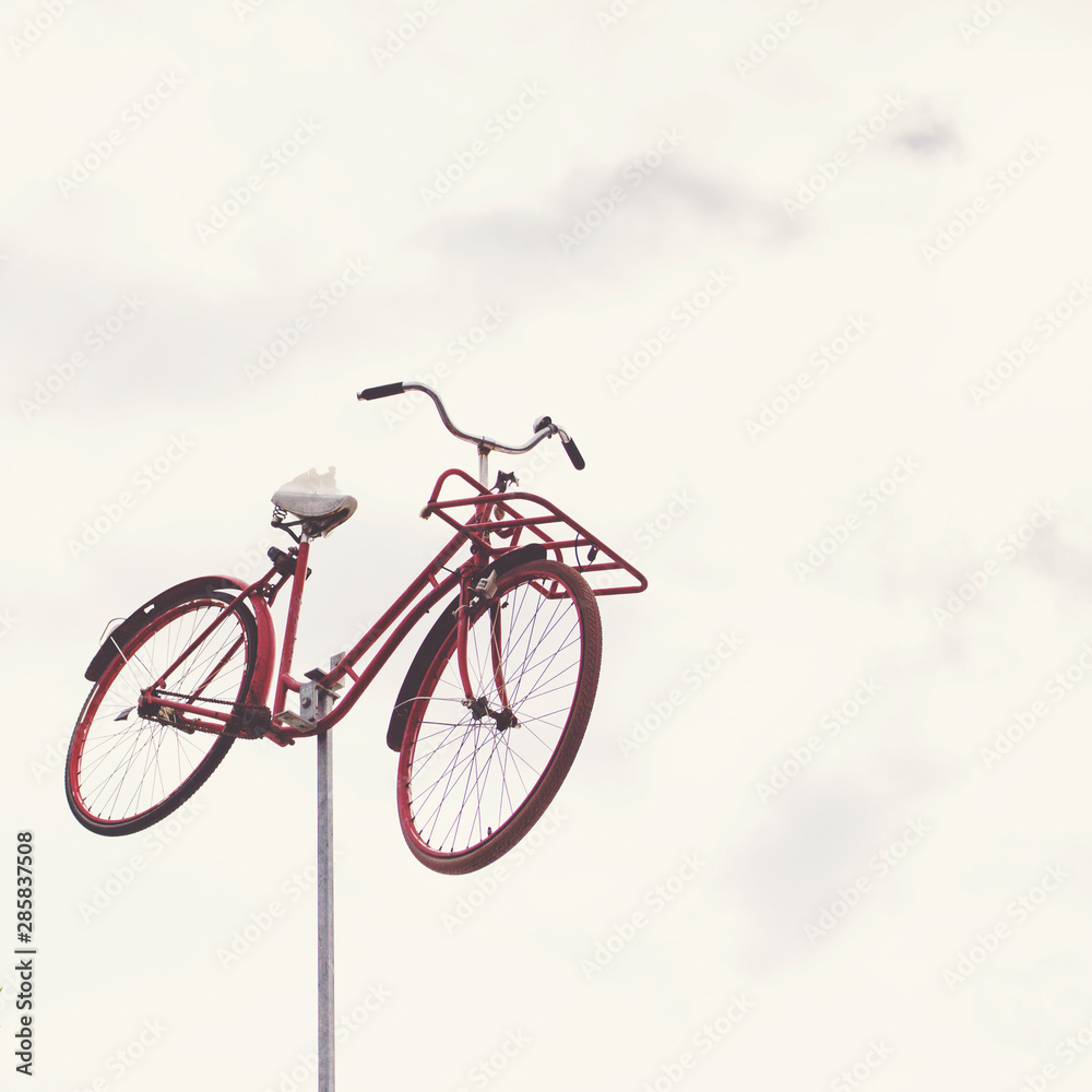 Fototapeta premium Vintage bicycle set as an art object outdoors