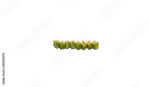 serving of sushi dish cut out with white background