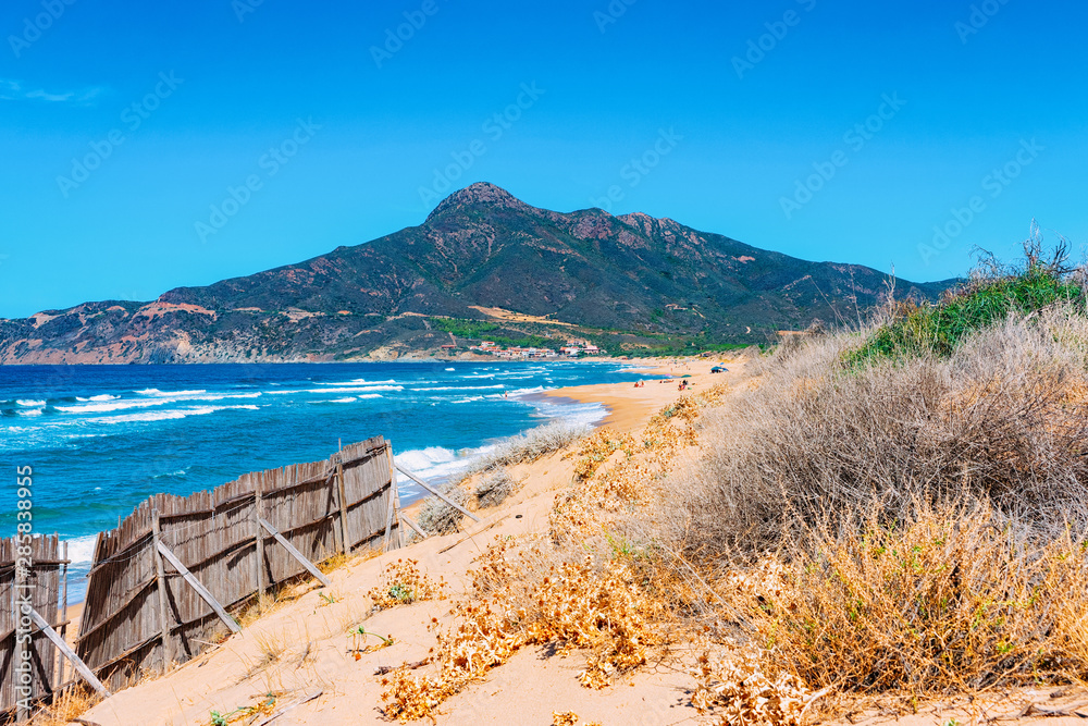 Beach at the Mediterranean sea in Buggerru province