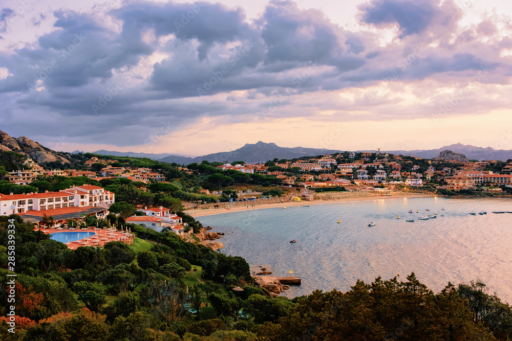 Landscape and Baja Sardinia luxury resort of Costa Smeralda