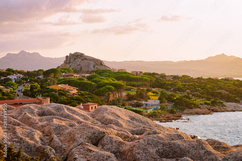 Baja Sardinia resort in Costa Smeralda at sunset