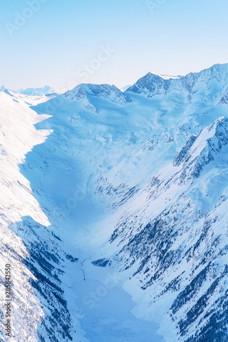 Schlegeis Basin Lake in Zillertal Valley in Austria photo