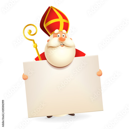 Saint Nicholas with board - isolated on white background