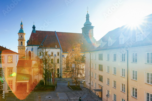 Cityscape with St Giles Cathedral at Old city of Graz photo