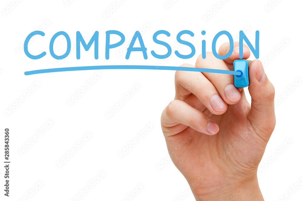 Word Compassion Handwritten With Blue Marker Word Compassion Handwritten With Blue Marker