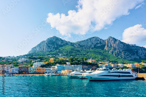 Fototapeta Naklejka Na Ścianę i Meble -  Marina with yachts in Capri Island town at Naples Italy