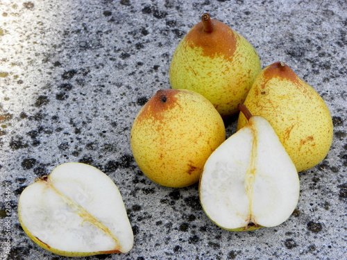 Fresh yellow pears. half pear