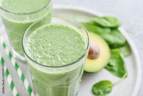 Green smoothie with spinach and avocado