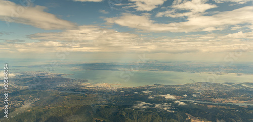 Aerial View of the San Francisco Bay Area with the Aeroport Landing Zone in the Background photo