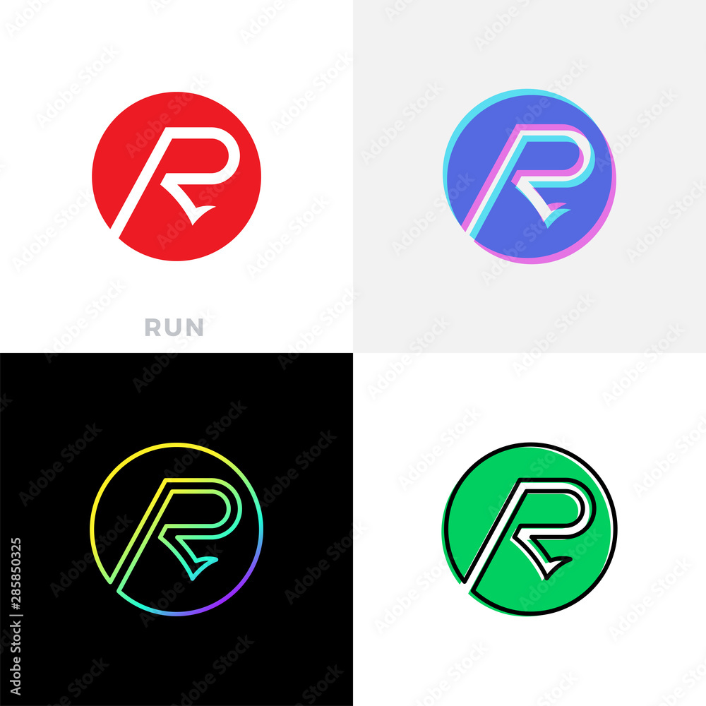 Abstract letter R run logo design template. Dynamic vector unusual font. Abstract letter R run logo design template. Dynamic vector unusual font.