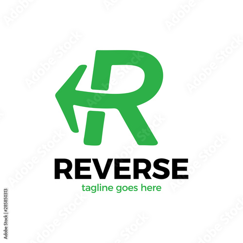 R Letter Reverse arrow logo Technology Automotive Fashion Logotype Vector Icon