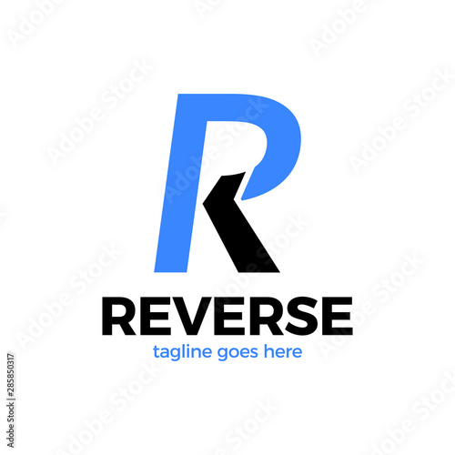 R Letter Reverse arrow logo Technology Automotive Fashion Logotype Vector Icon