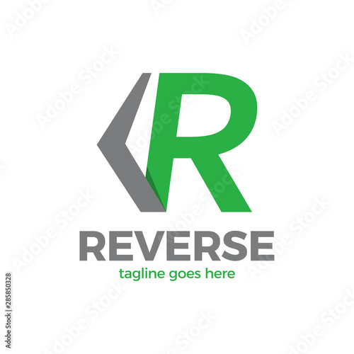 R Letter Reverse arrow logo Technology Automotive Fashion Logotype Vector Icon