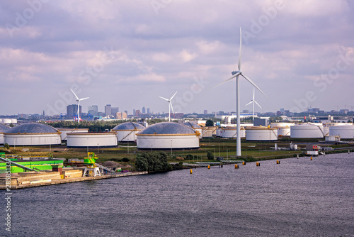 Wind turbines and storage tanks