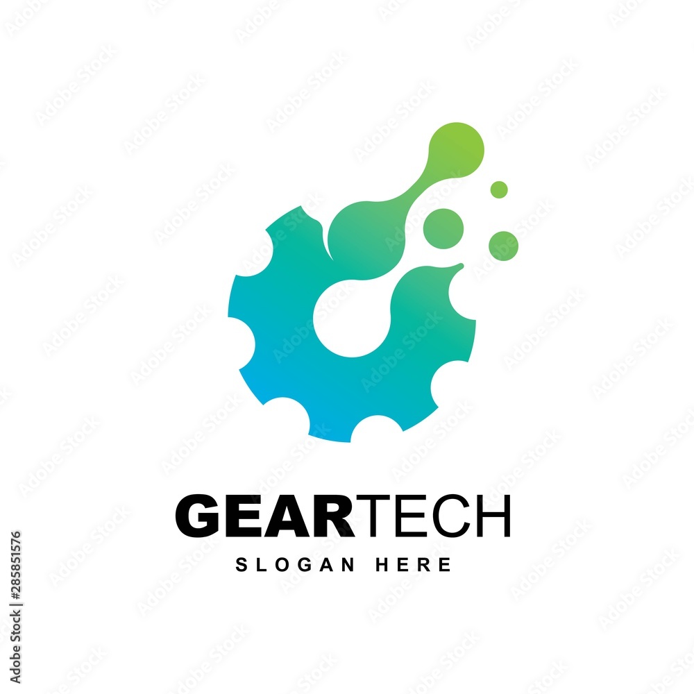 abstract technology symbol logo design vector template.Creative gear symbol for tech company
