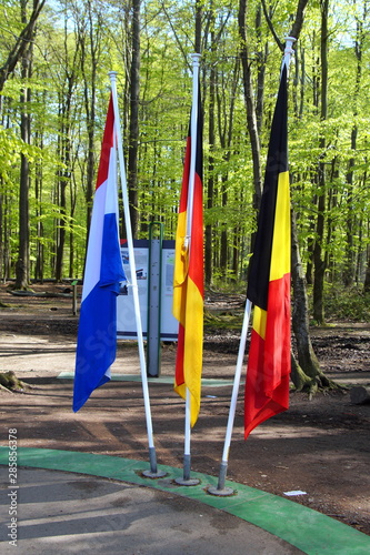 Border tripoint between the Netherlands, Germany and Belgium -  three-country point.