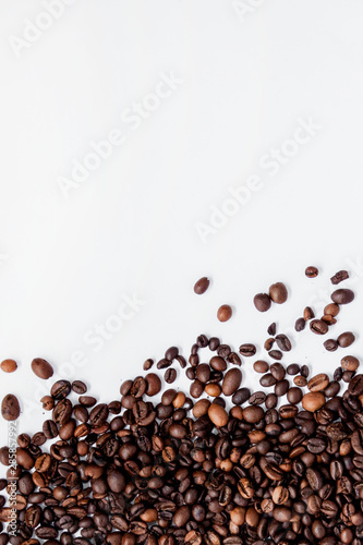Coffee beans isolated on white background with copyspace for text. Coffee background or texture concept