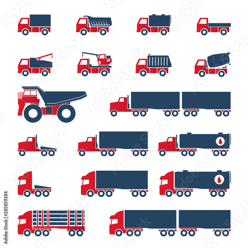 Trucks icons set	