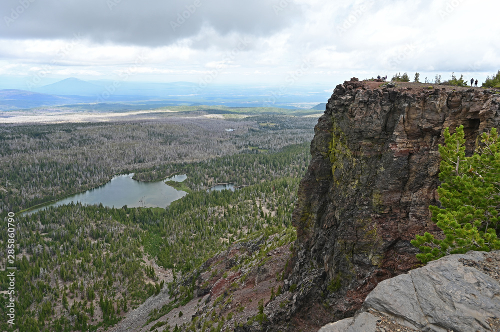 View of Three Sisters and Three Sisters Wilderness from Tam McArthur Rim Trail near Sisters, Oregon.