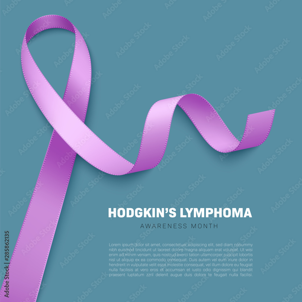 Realistic violet ribbon. Symbol of Hodgkins lymphoma awareness Stock ...