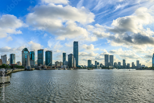 Shanghai skyline and cloudy sky landscape China.