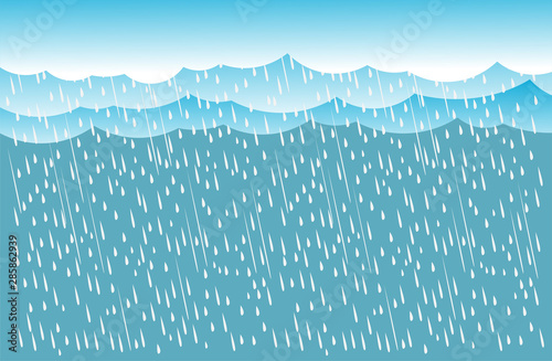 Cloud and rain, rainy season, storm, vector design