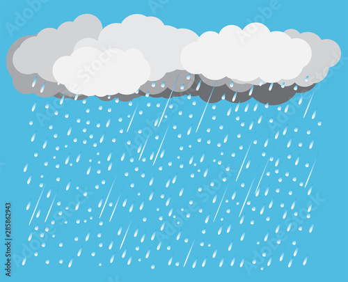 Cloud and rain, rainy season, storm, vector design