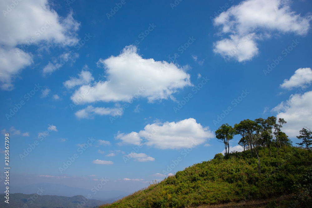 Beautiful scenery with mountain and blue sky and cloud