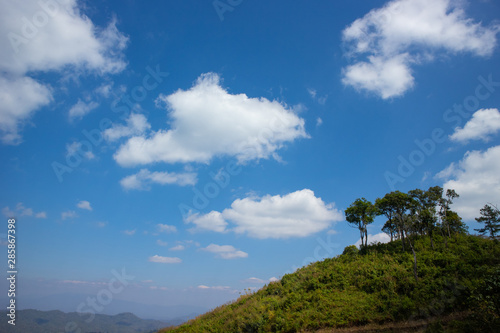 Beautiful scenery with mountain and blue sky and cloud
