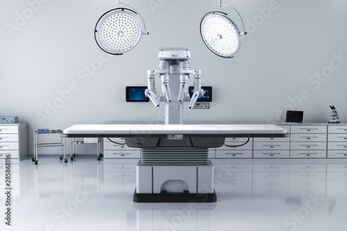 surgery room with robotic surgery