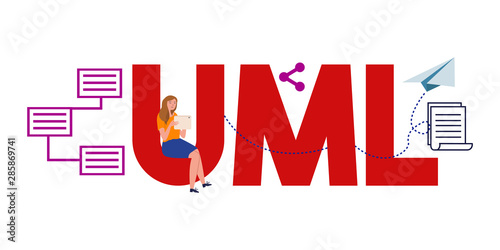 UML Unified Modeling Language. System flow visual communication documentation.