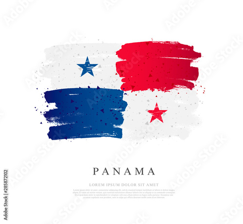 Flag of Panama. Brush strokes are drawn by hand. Independence Day.