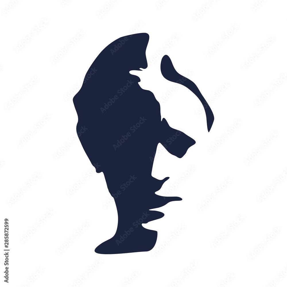 Obraz premium Face front view. Elegant silhouette of a female head.