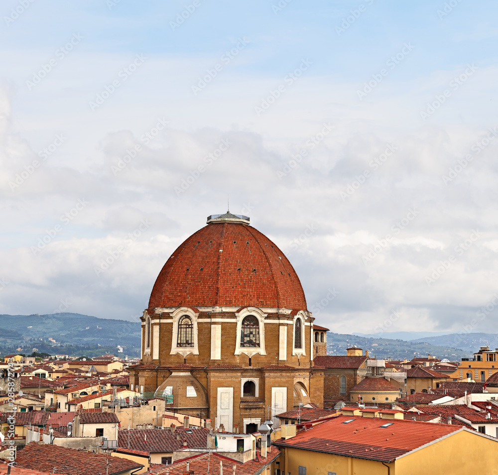 Florence with the dome with the Basilica di San Lorenzo