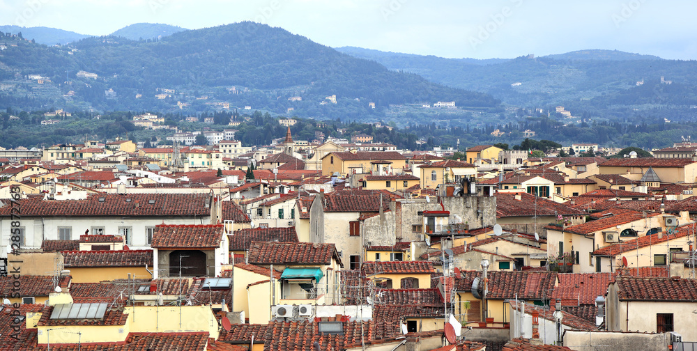 Florence: Looking over the red tiled house rooftops