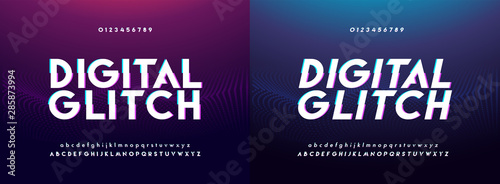 Abstract glitch digital alphabet font and number. Typography urban future creative design analog modern concept fonts and numbers. vector illustraion